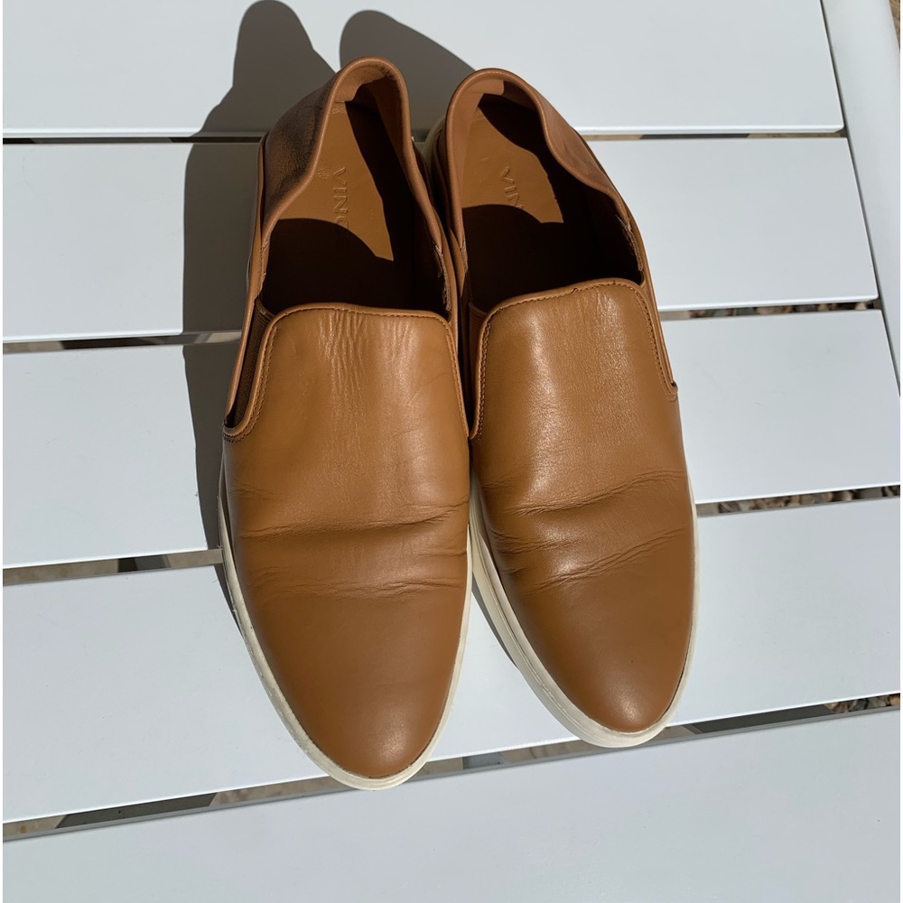 Vince tan leather flats platform size 6M